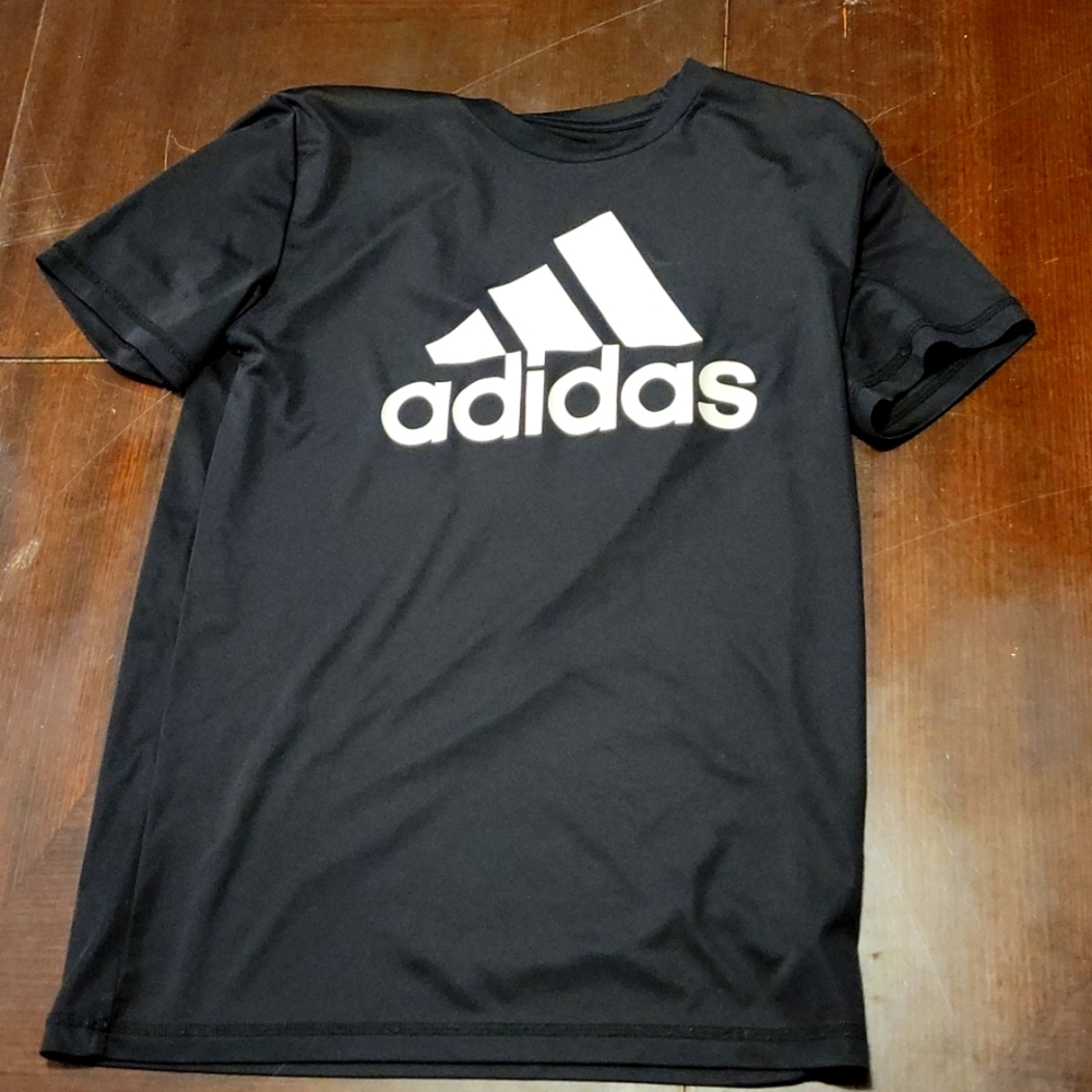 Black and white polyester adidas shirt